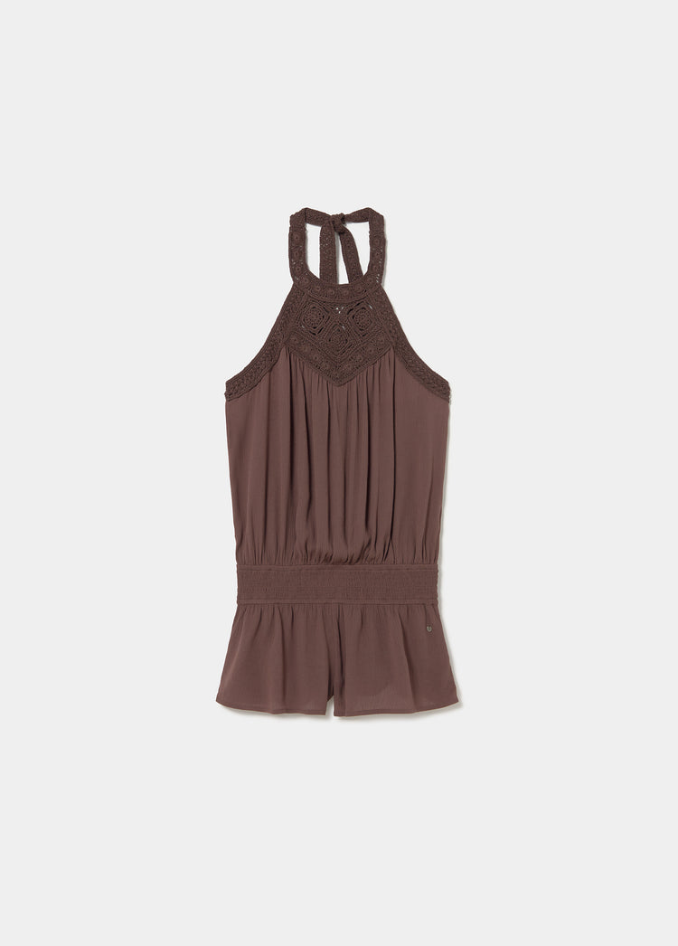 Crochet halter-neck playsuit