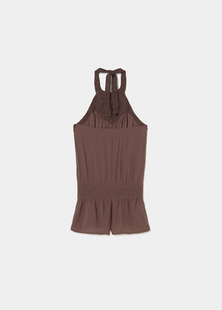 Crochet halter-neck playsuit