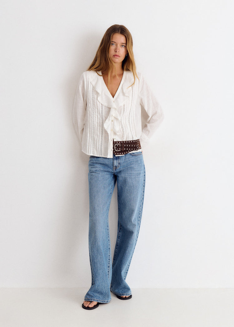 Lurex ruffle blouse