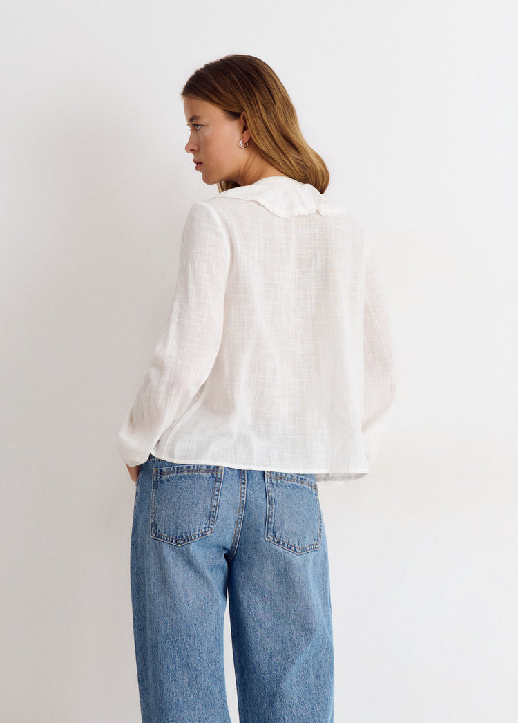 Lurex ruffle blouse