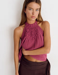 Halter-Top mit Häkelkragen
