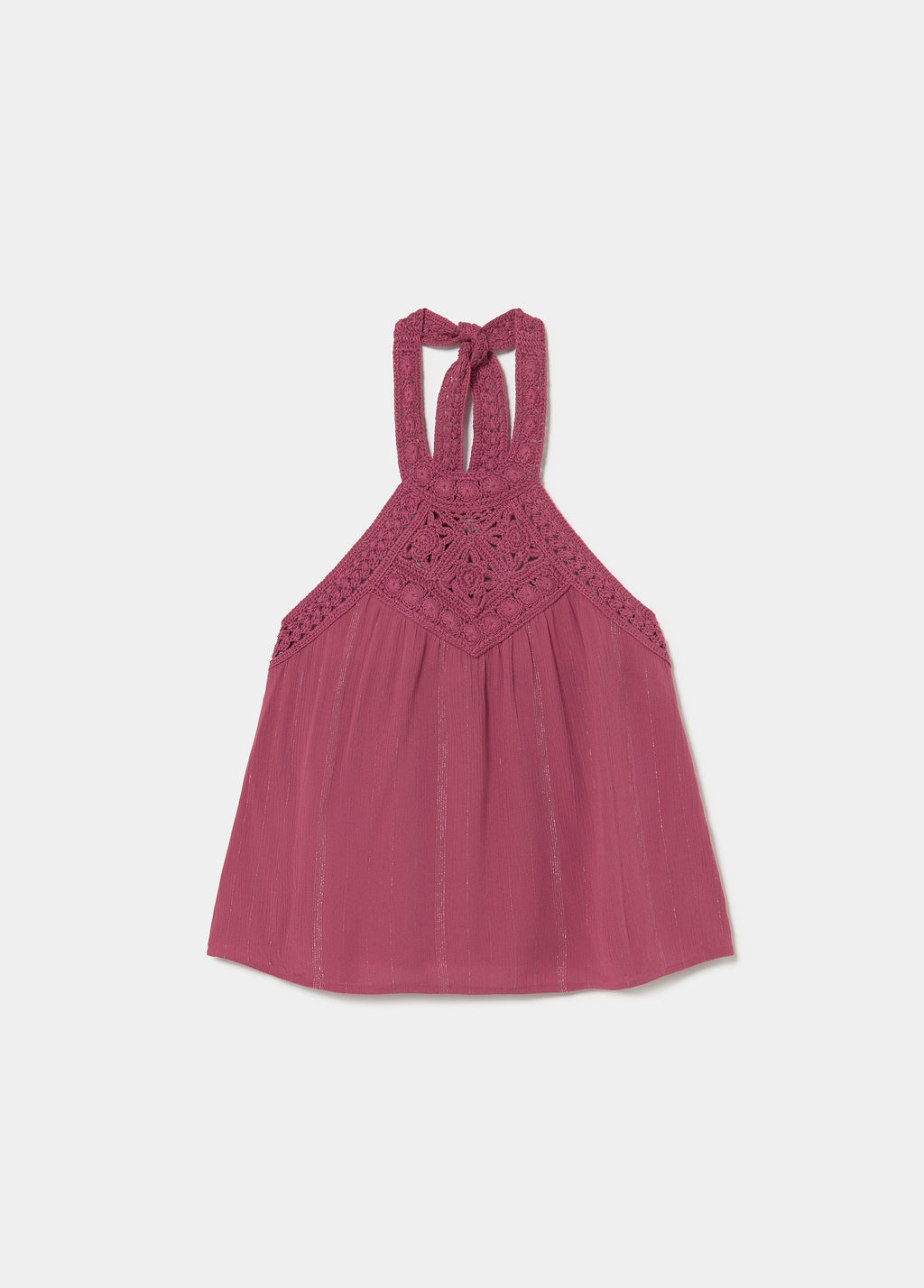 Halter-Top mit Häkelkragen