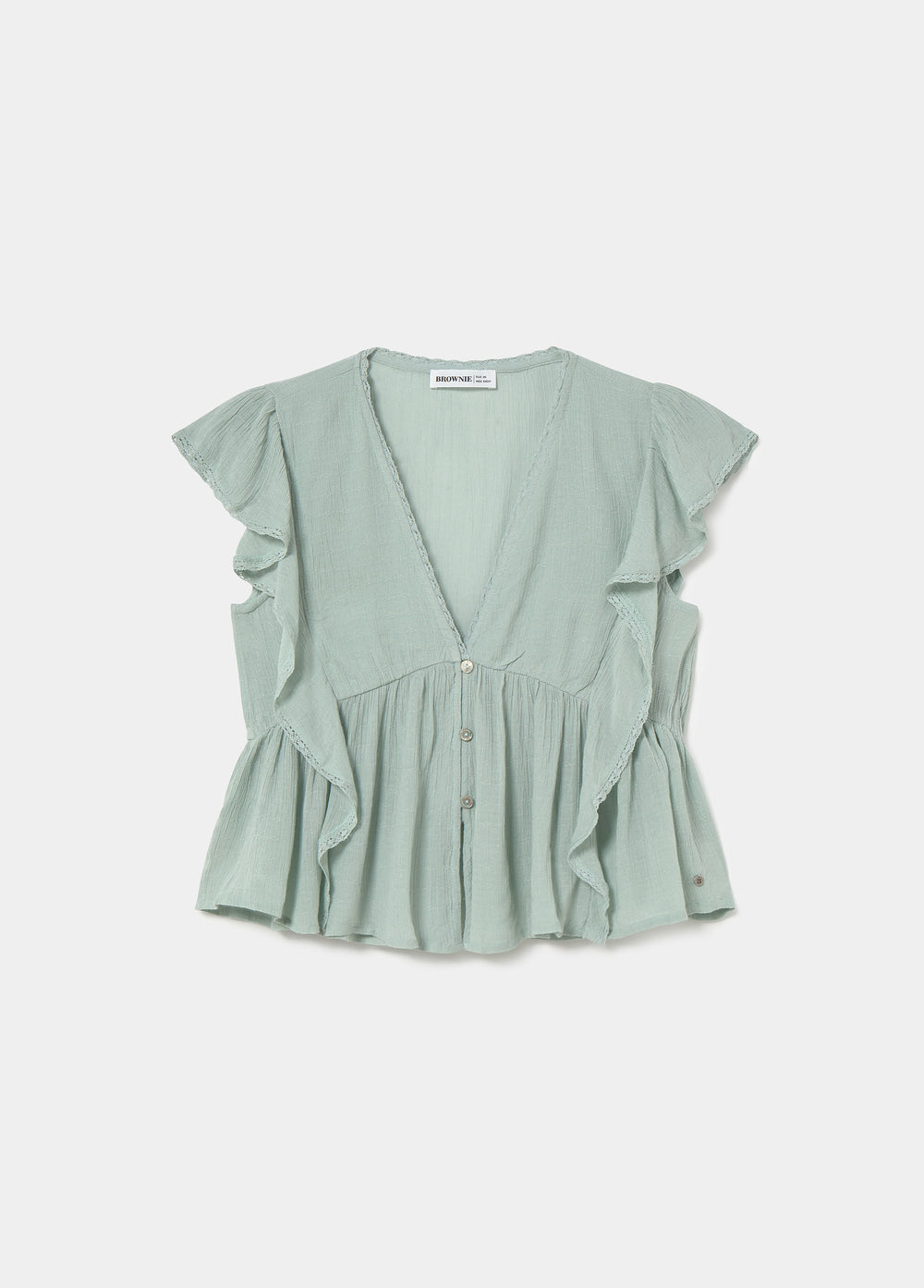 Romantic blouse with ruffles and lace trim