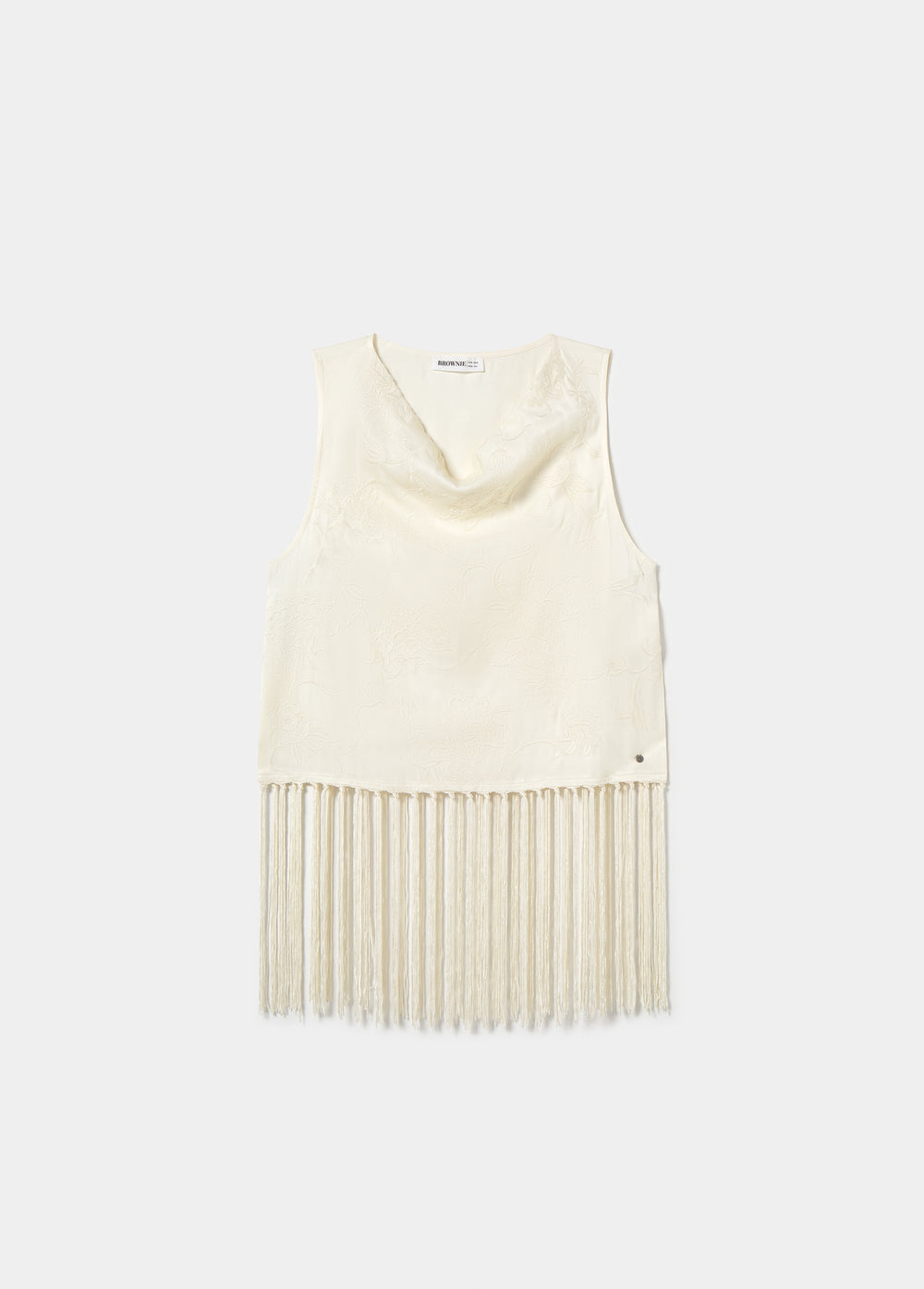 Top jacquard à franges