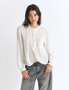 Blusa jaretas lurex manga larga