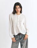 Blusa jaretas lurex manga larga