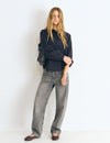 Gestreifte Bluse mit Bindeband