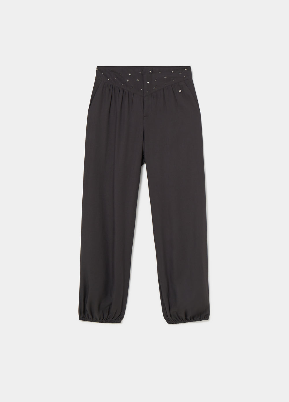 Pantalons bombat amb cintura de tatxes