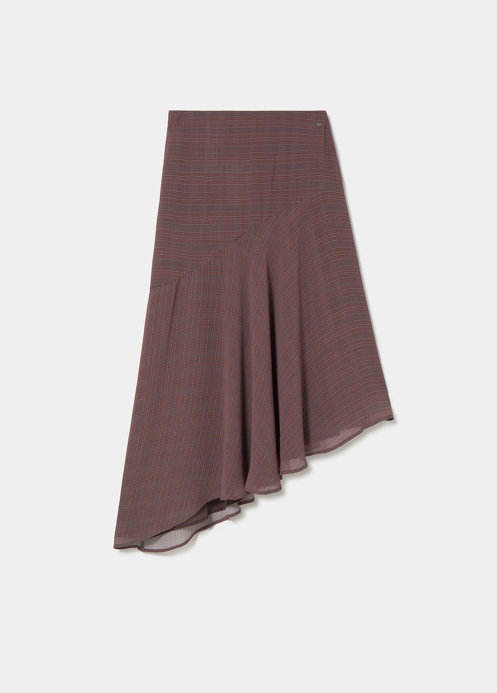 Lange geruite rok met asymmetrische zoom