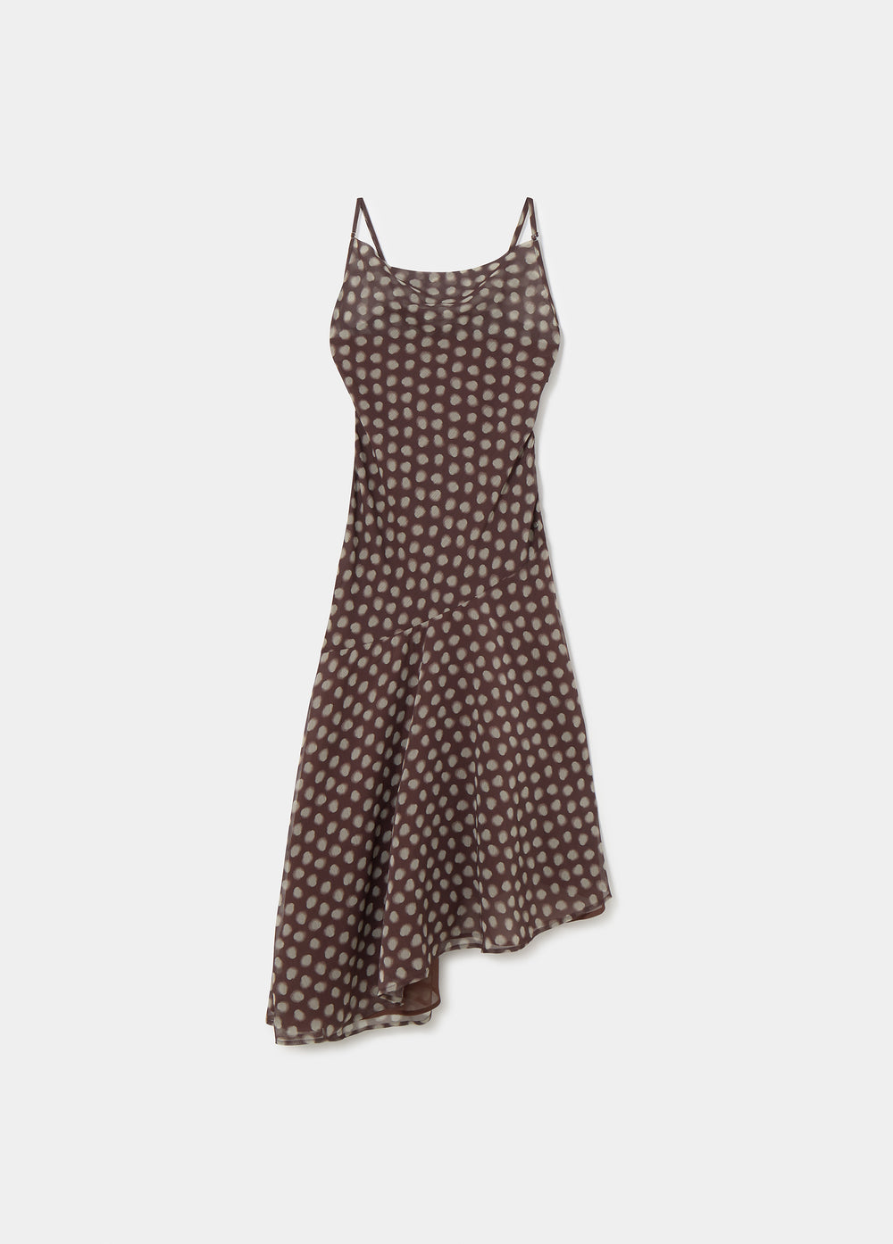 Robe longue à bretelles imprimée à pois