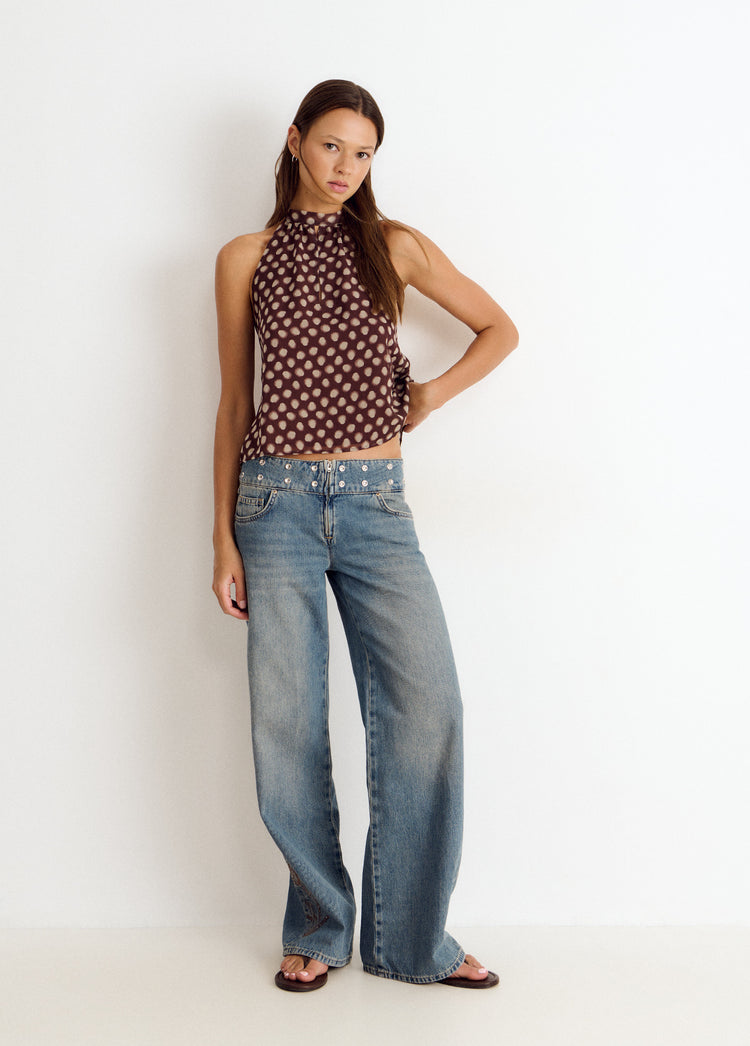 Printed halter top