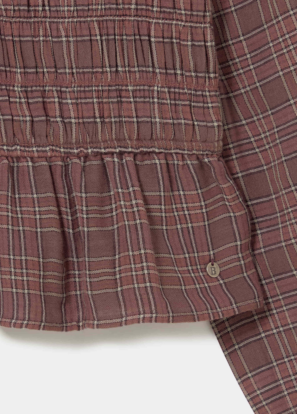 Checked blouse with ruching