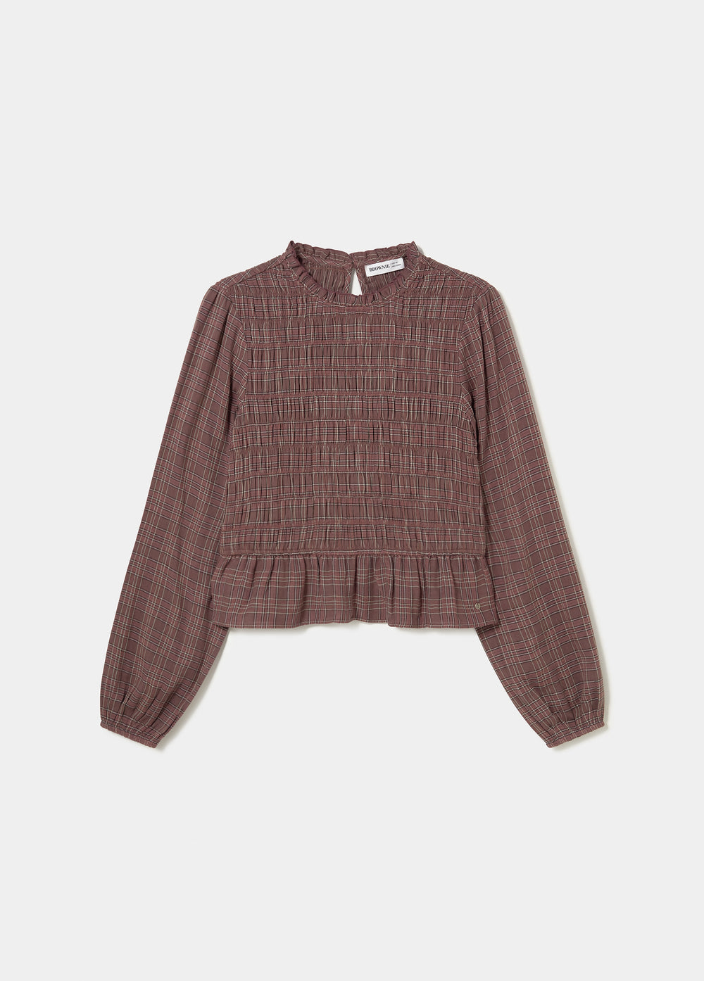 Checked blouse with ruching
