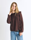 Box neck blouse with ruffles