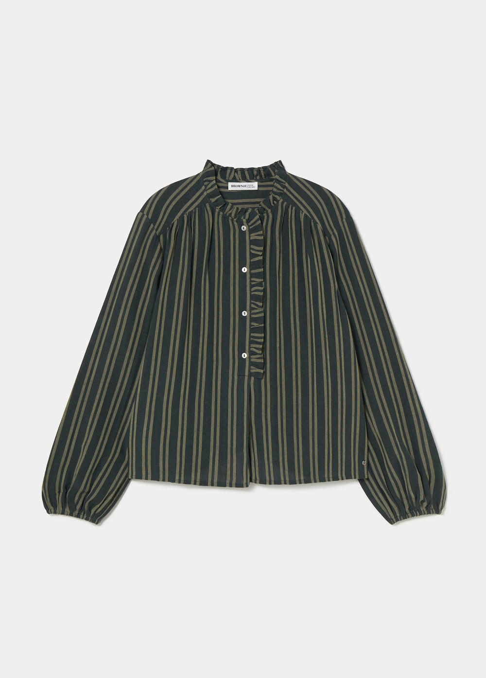 Striped blouse with button placket