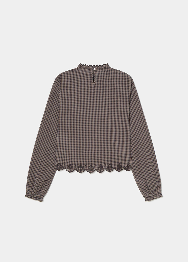 Blusa cuadros bajo bordado