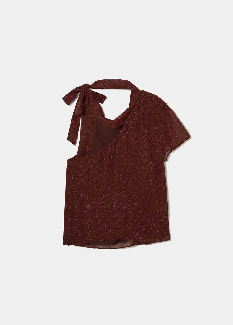 Short-sleeved printed blouse