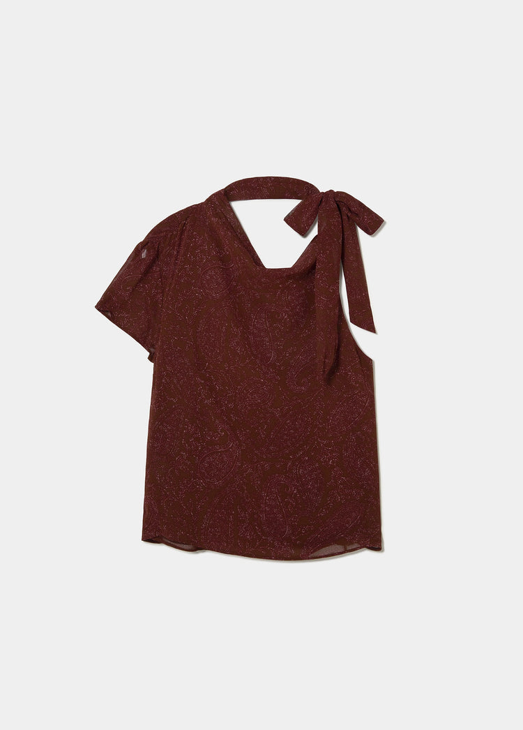 Short-sleeved printed blouse