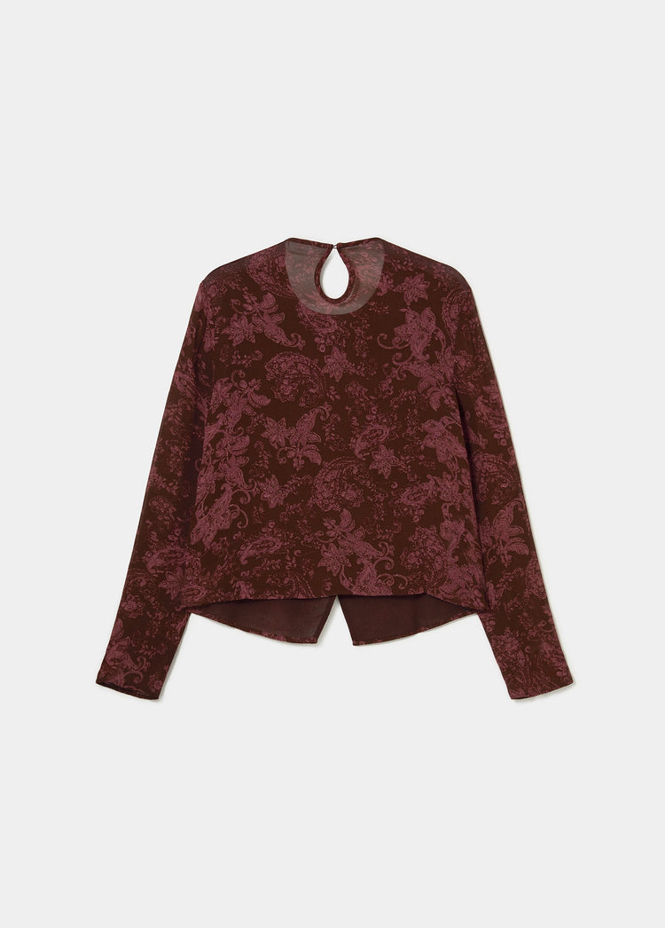 Printed blouse with front opening