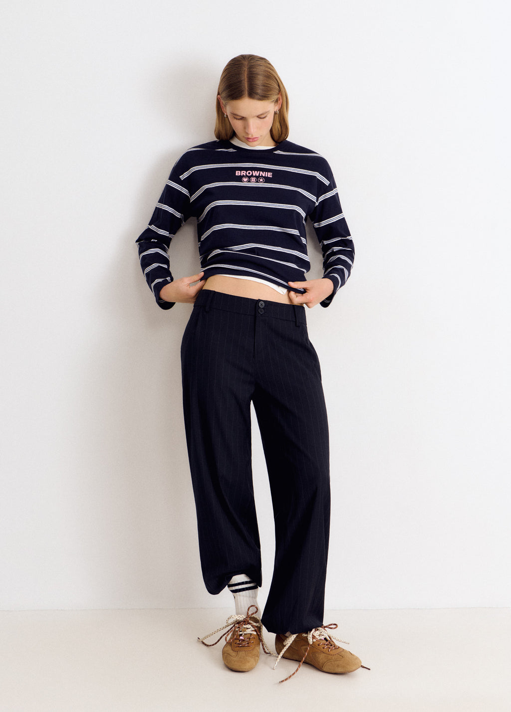 Striped T-shirt with text