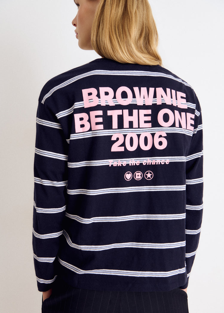 Striped T-shirt with text
