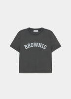 Camiseta antracita de manga corta con el estampado BROWNIE en blanco