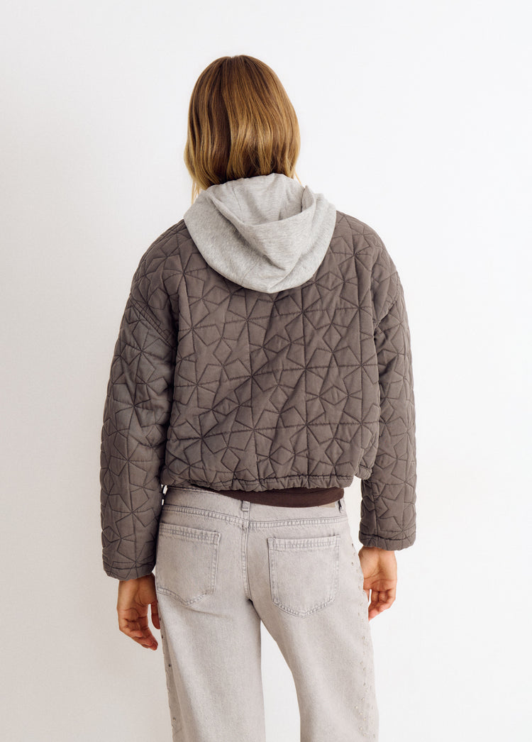 Washed-effect star and hooded jacket