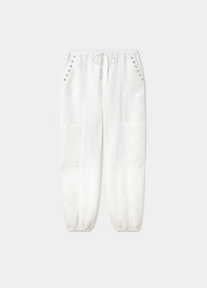 Linen harem pants with studded detail
