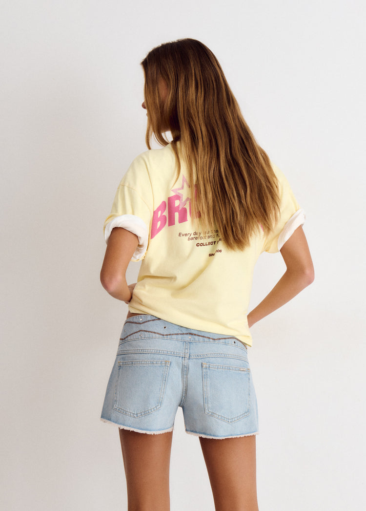 Wide embroidered waistband shorts