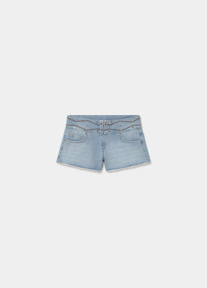 Wide embroidered waistband shorts