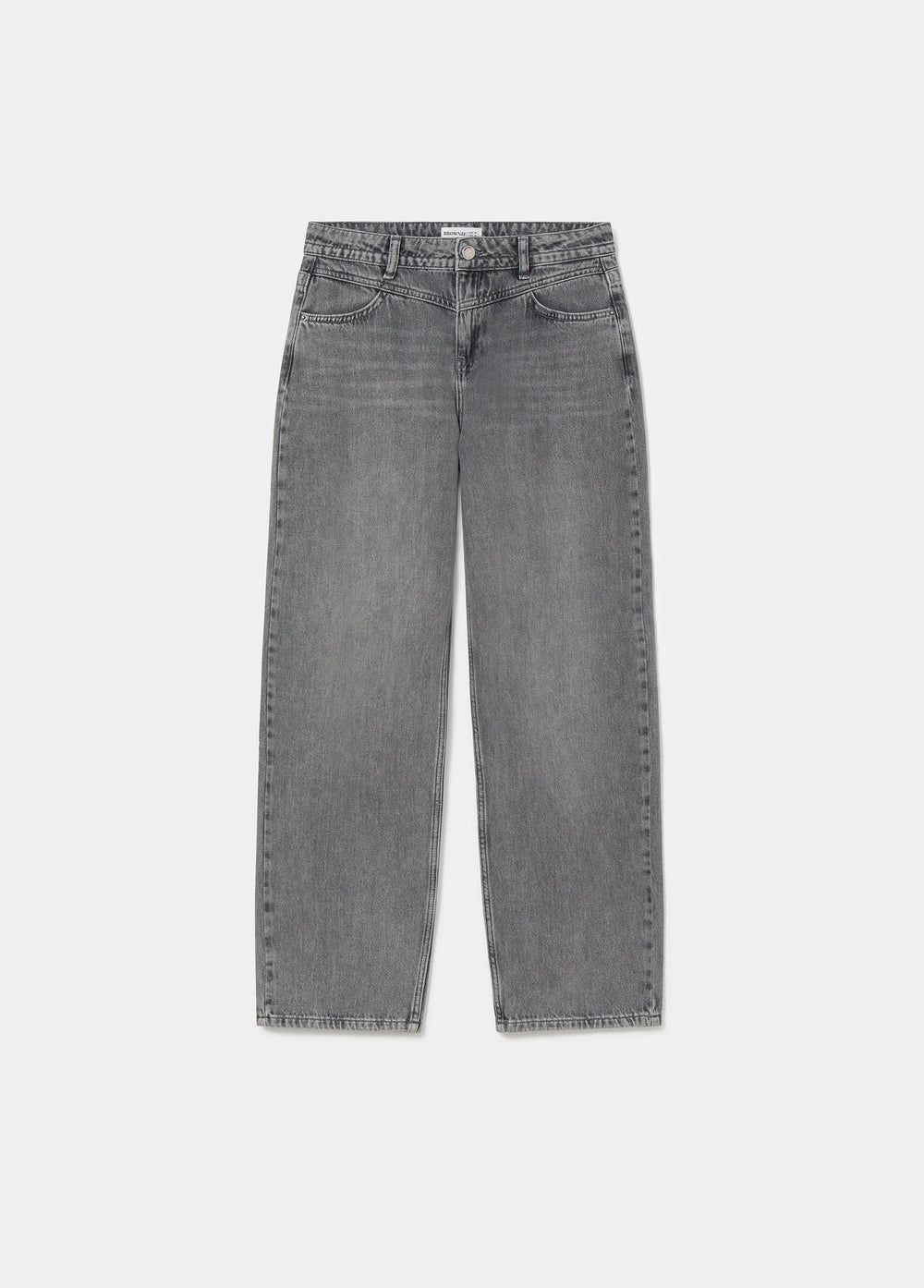 Jeans barrel de tiro medio en gris con corte holgado y caída recta