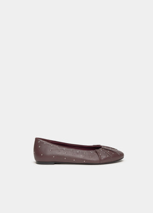 Studded ruched ballet flat