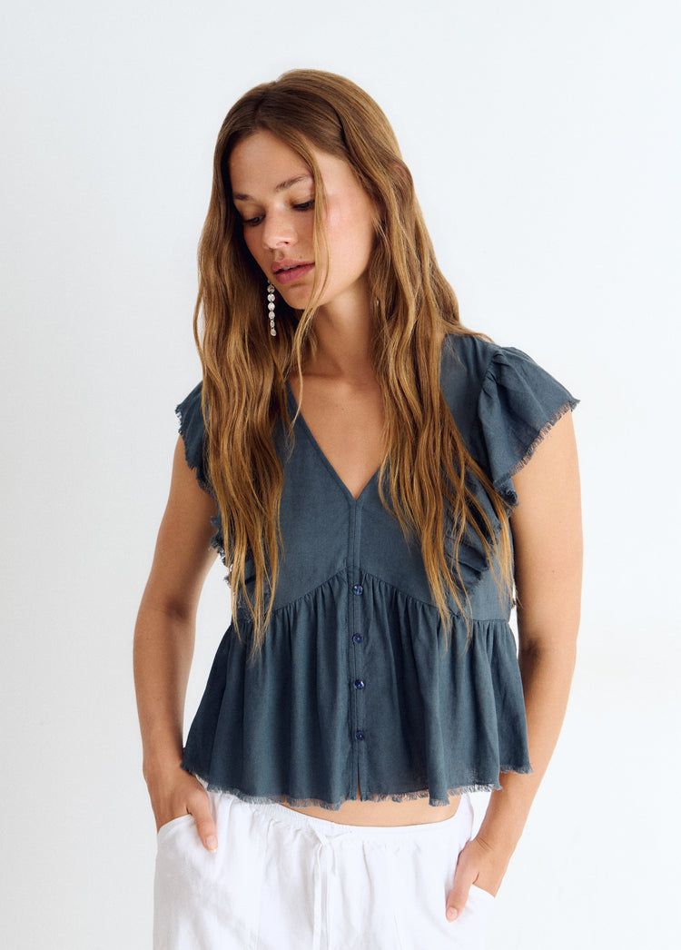 Blusa volante lino