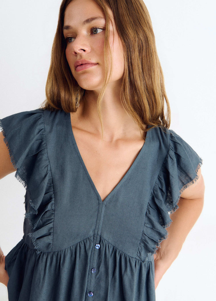 Blusa volante lino