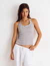 Top halter lino botones nácar