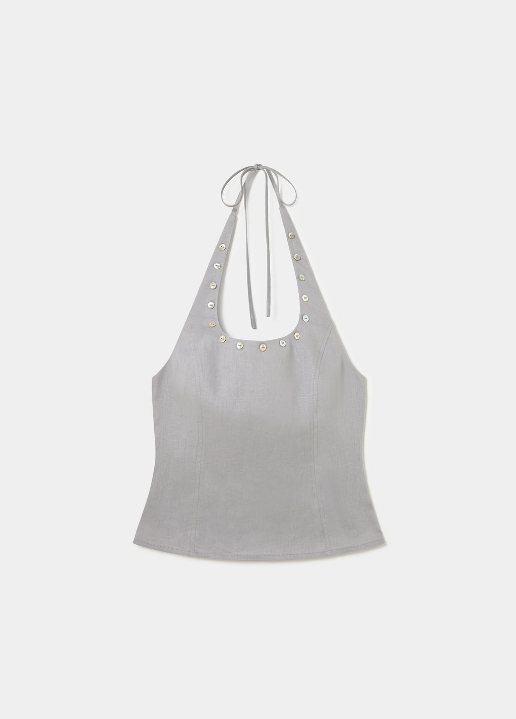 Top halter lino botones nácar
