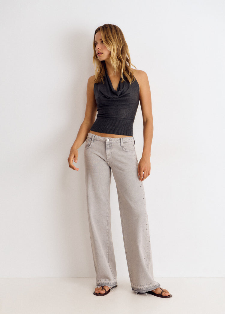 Top with waterfall neckline