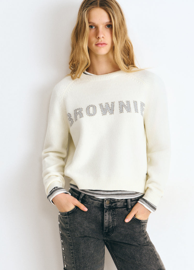 Brownie intarsia sweater