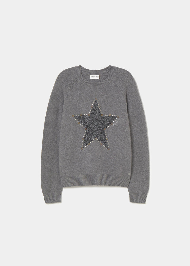 Pullover mit Stern und Nieten