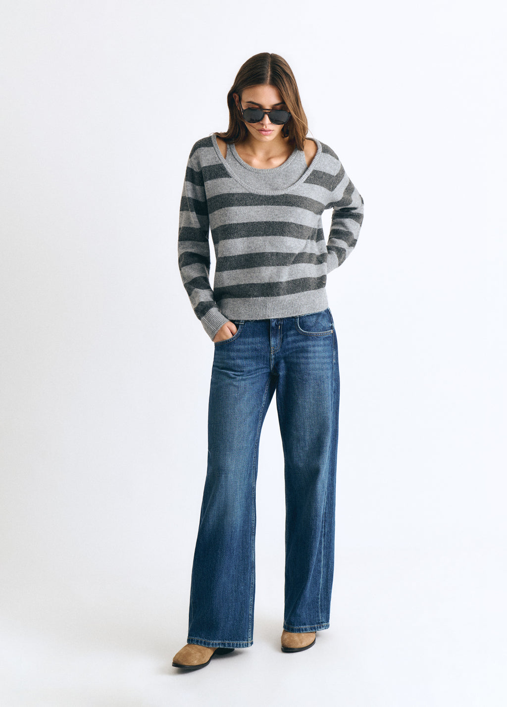 Maglione a doppie righe