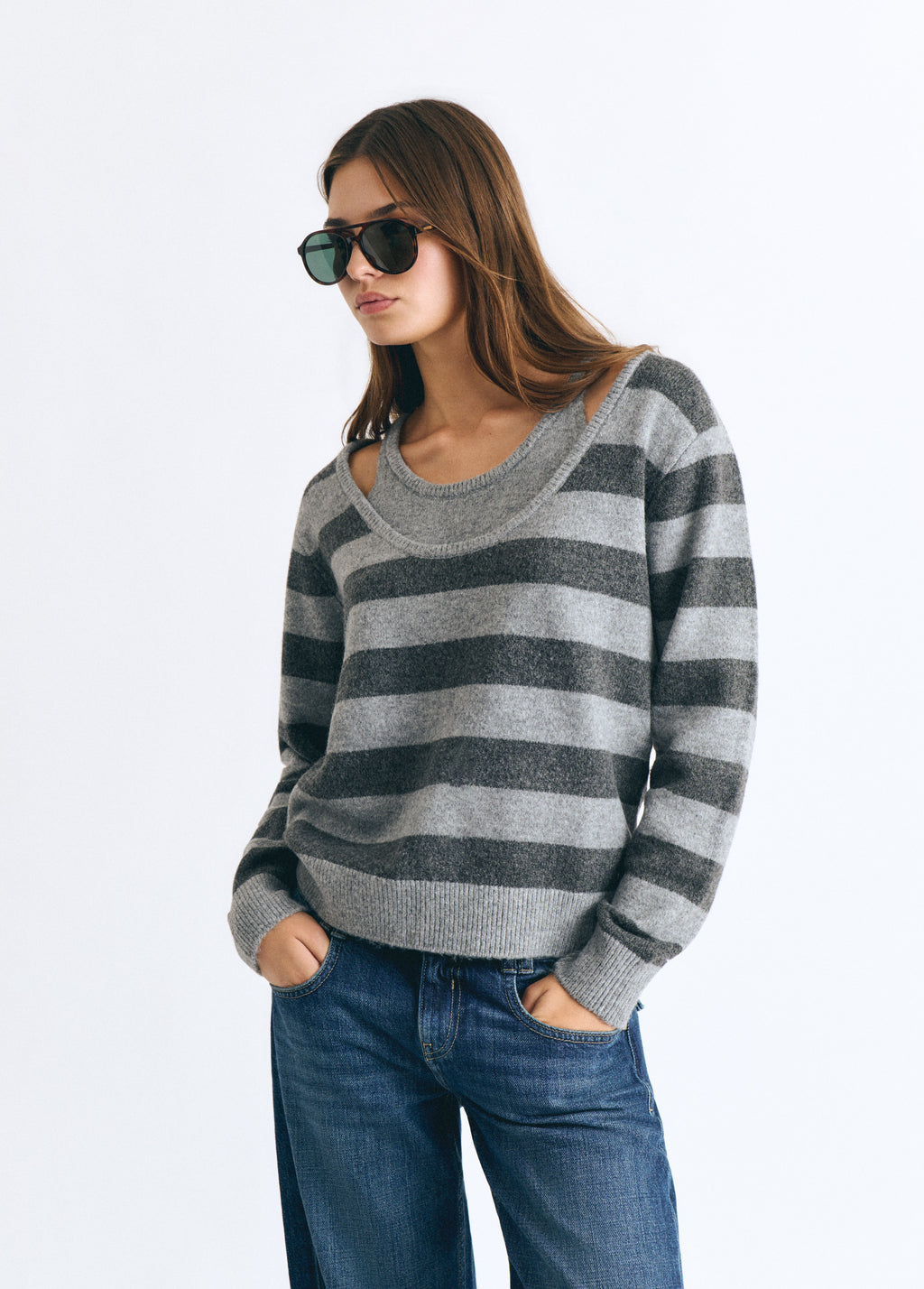 Maglione a doppie righe