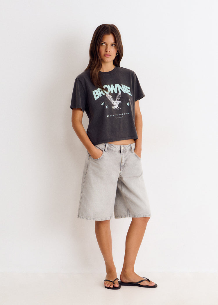 Washed t-shirt glitter wings