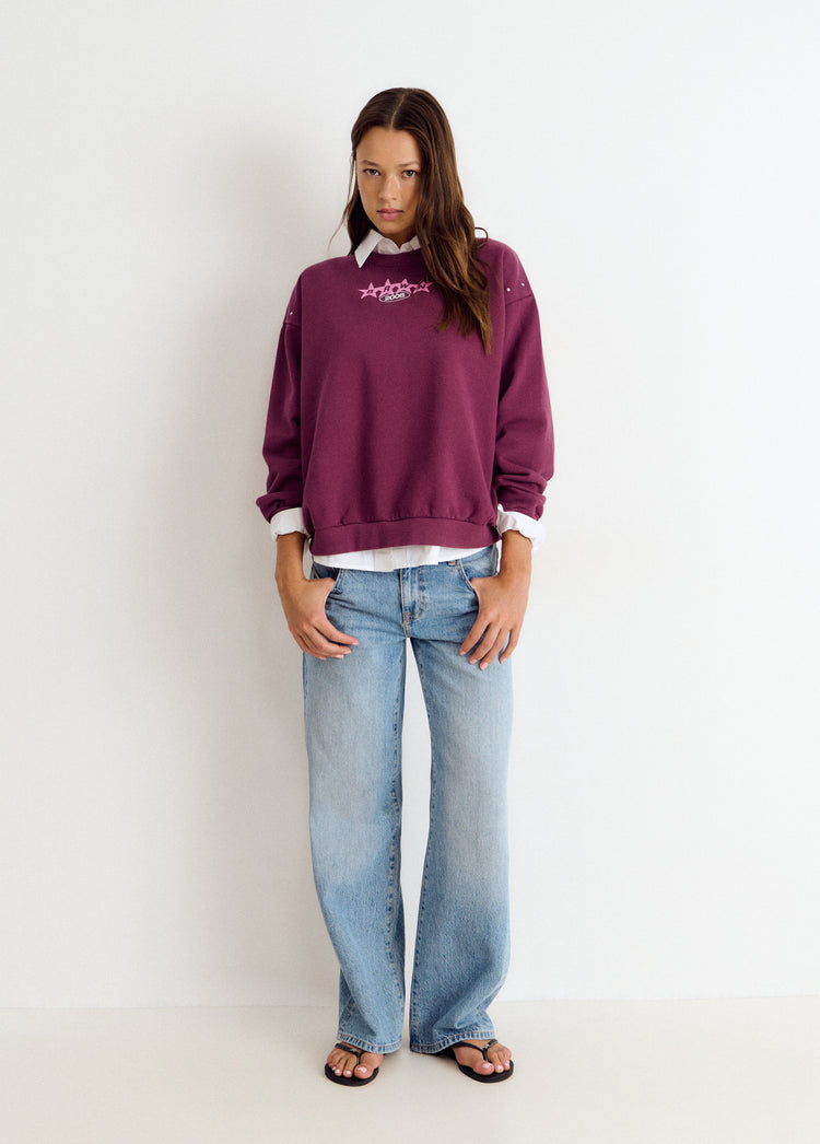 Star-print studded sweatshirt