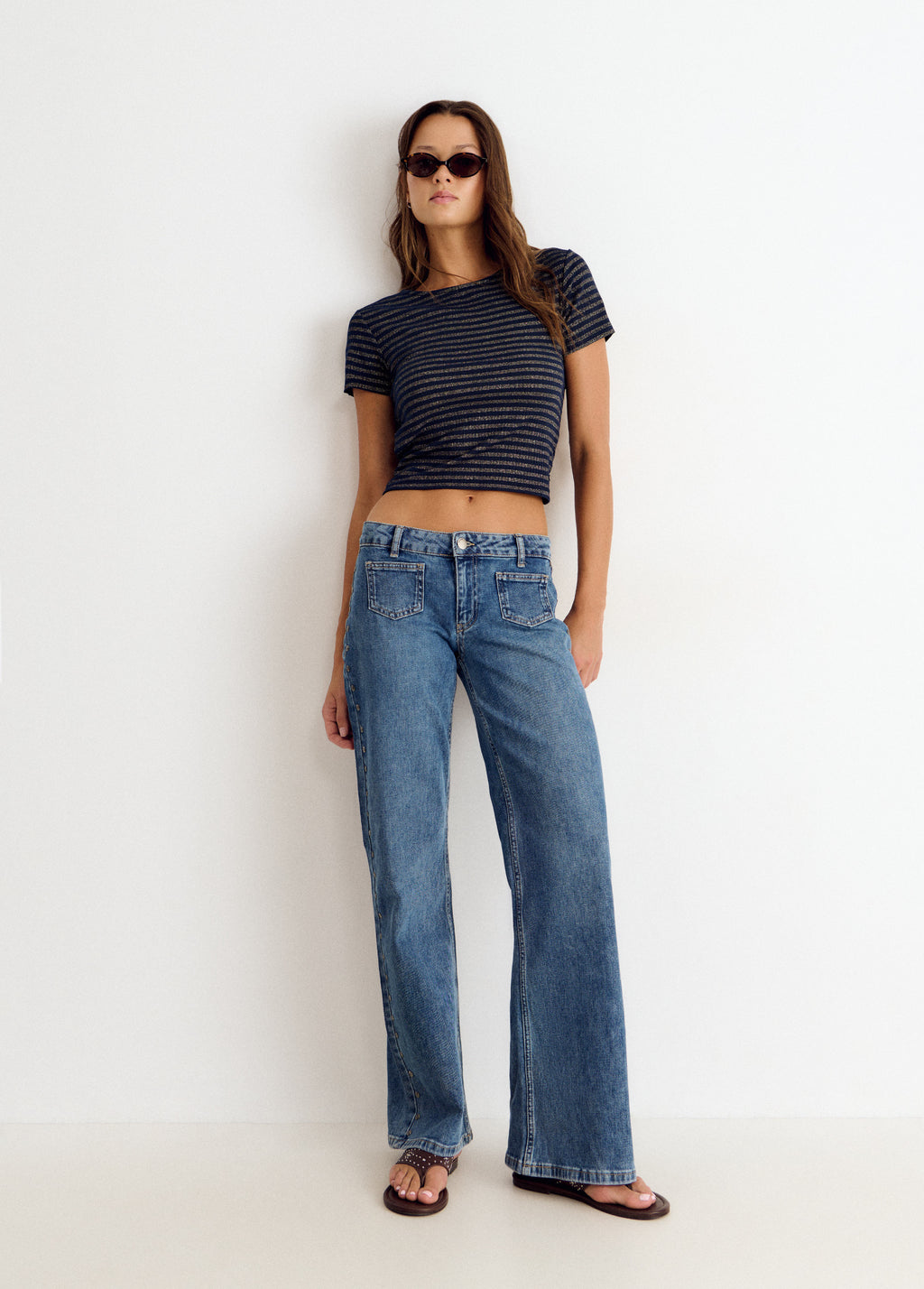 T-shirt rayée lurex dos ouvert
