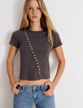 Ribbed button-up T-shirt