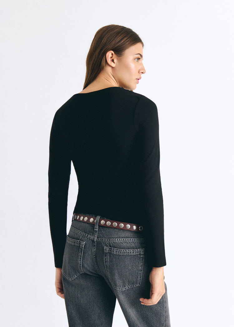 T-shirt met uitsnede aan de voorkant en studs