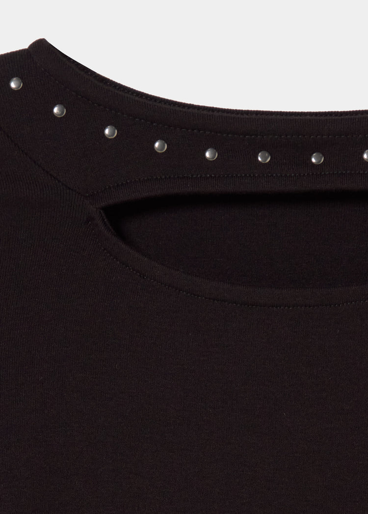 Cut-out studded T-shirt