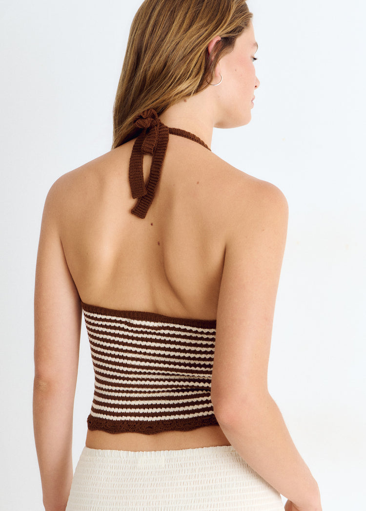 Striped halter knit top