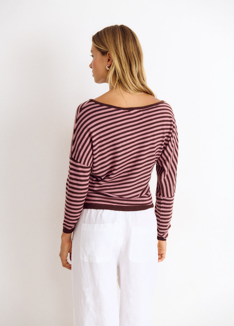 Asymmetric striped sweater