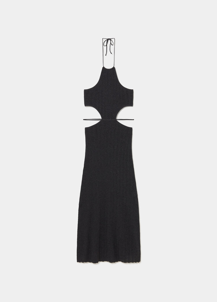 Cut-Out Knit Halter Dress